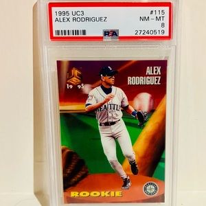 1995 PSA 8, Alex Rodriguez Rookie, Sportsflix UC3, Near-Mint/Mint, #115